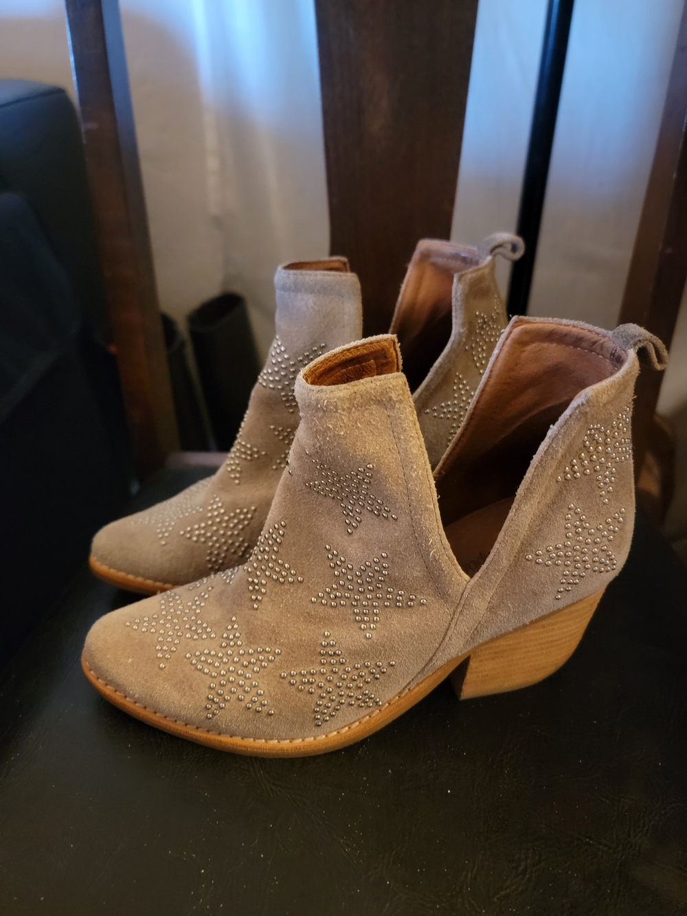 Jeffrey Campbell Taupe Suede Star Stud Cutout Ankle Boots